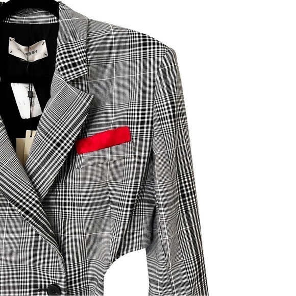 NWT HELLESSY Hellessy Hambro B/W Belted Midi Double-Breasted Blazer Jacket Sz 6 - Picture 8 of 12